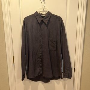 Burma Bilas Men’s Vintage 100% Polyester Soft Suede Like Button Down Shirt